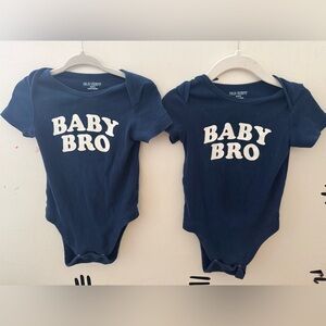 Old Navy Twin Baby Bro Blue Bodysuit Collection Short Sleeve Cotton (12-18)